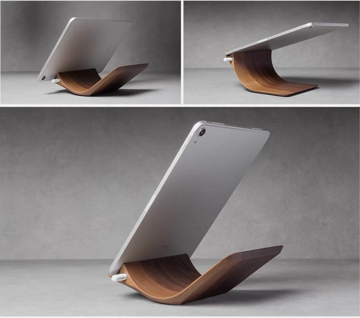 Loomma Flat Stand, Suitable for iPad, Magnetic Drawing Surface Made of Walnut Wood.