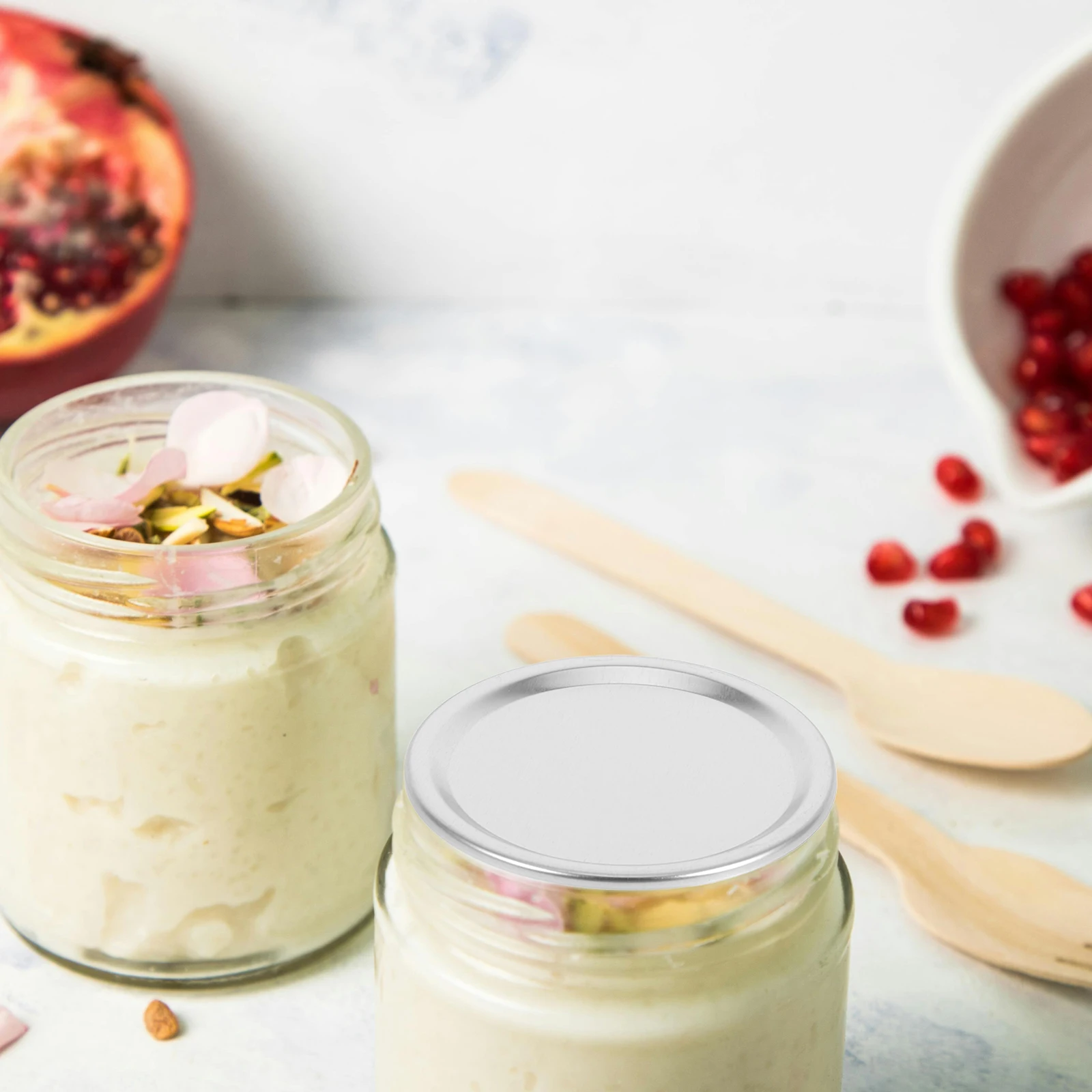 

24pcs Tinplate Lid Jars Regular Mouth Reusable Canning Caps Sealing Storage For Household Restaurant Hotel Use