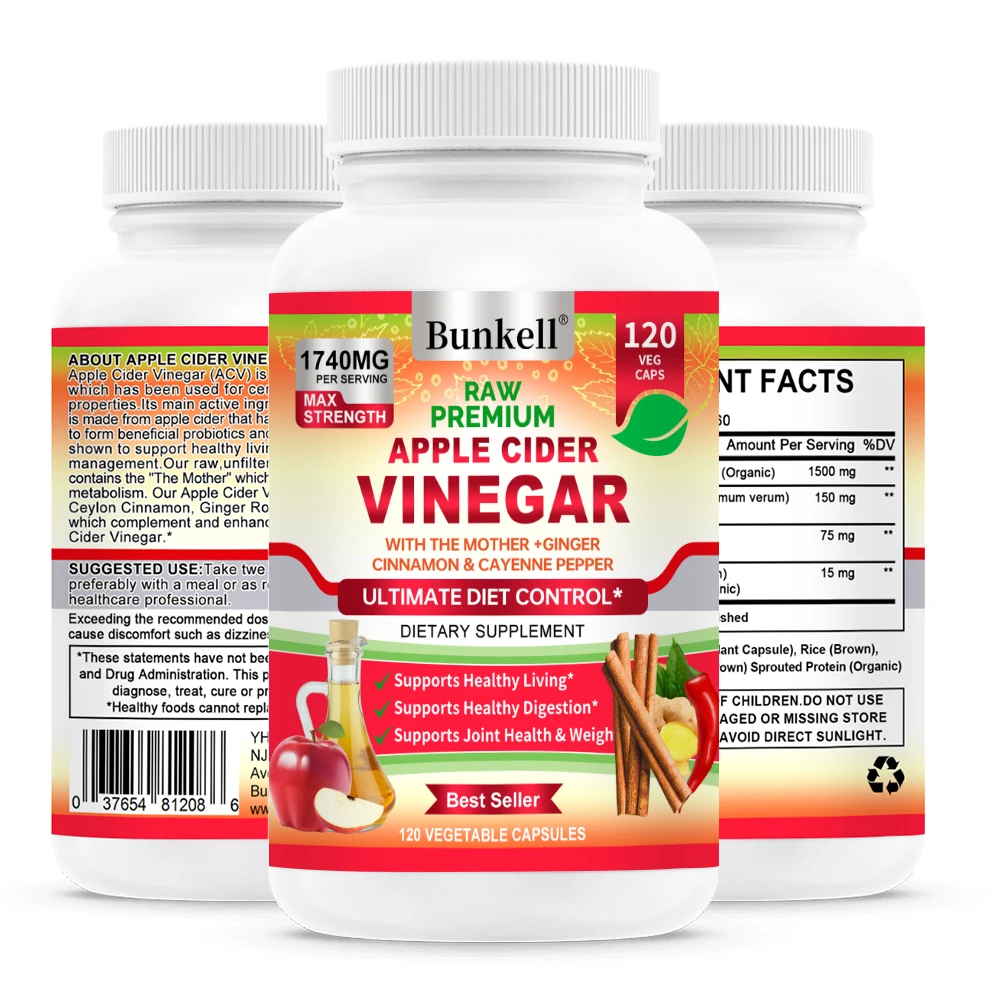 

Apple Cider Vinegar Capsules 1500mg - with Ceylon Cinnamon - Immune and Weight Management Support,Non-GMO