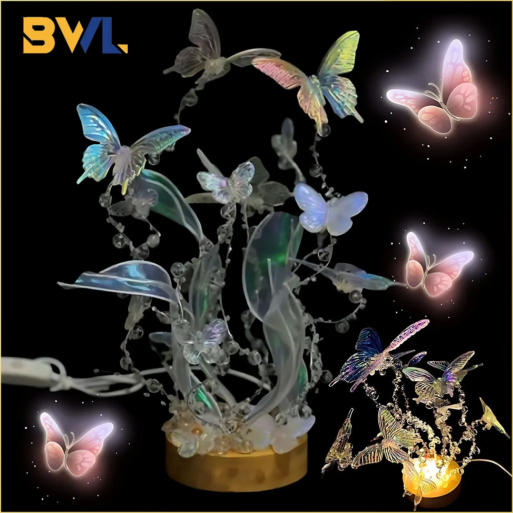 1-10Sets Butterfly Night Light Gift DIY Material Kit Diy Full Set Bedroom Romantic Bedside Lamp Party Favour Birthday Gift