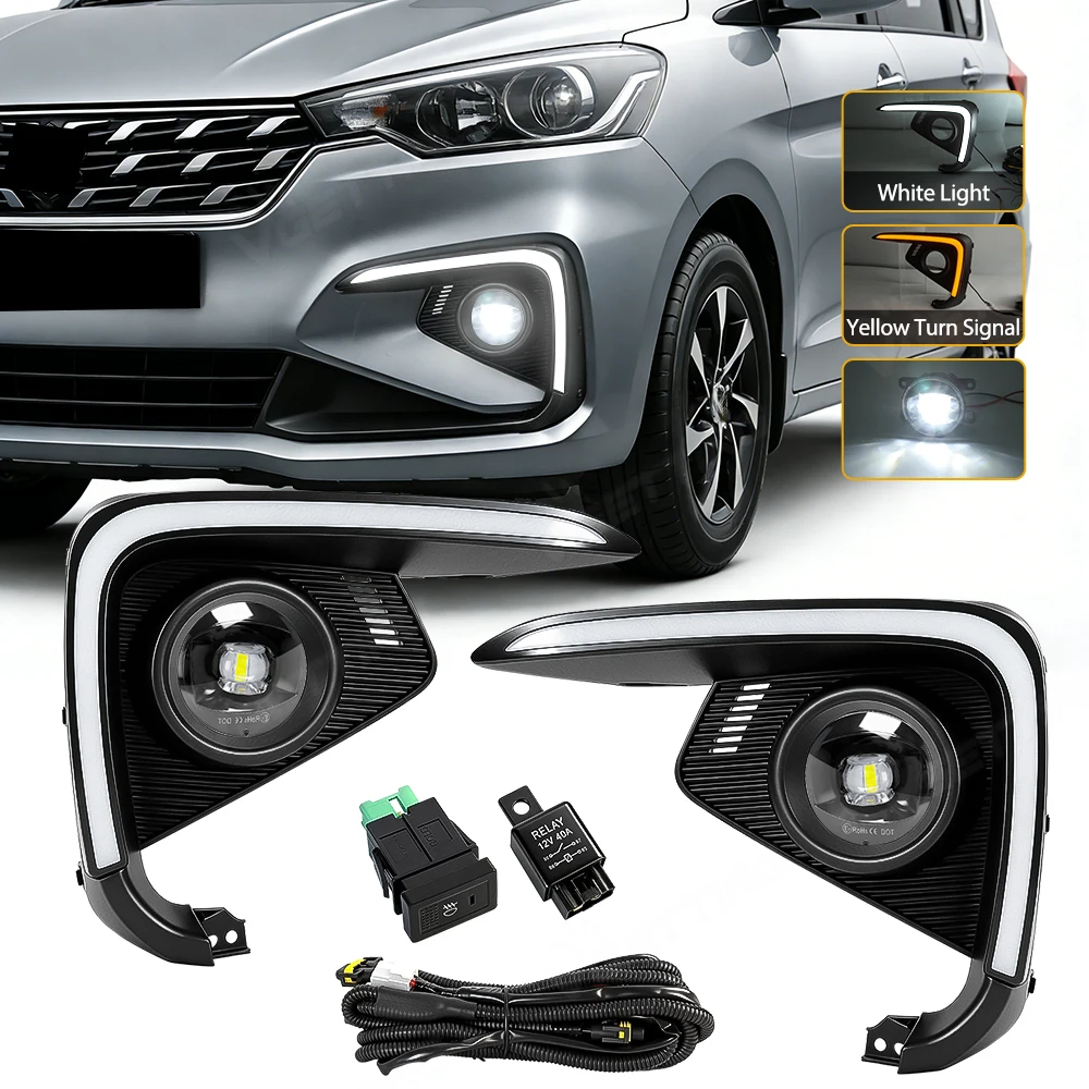 

For Suzuki ERTIGA 2018 2019 2020 2021 2022 2023 2024 2025 Daytime Running Lights Turn Signal LED Fog Lamps Front Bumper Daylight