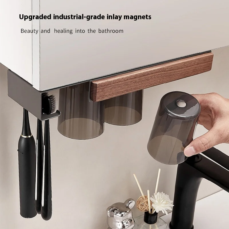Toothbrush storage rack, mirror cabinet, magnetic suction mouthwash cup, electric toothbrush rack, dental appliance storage rack