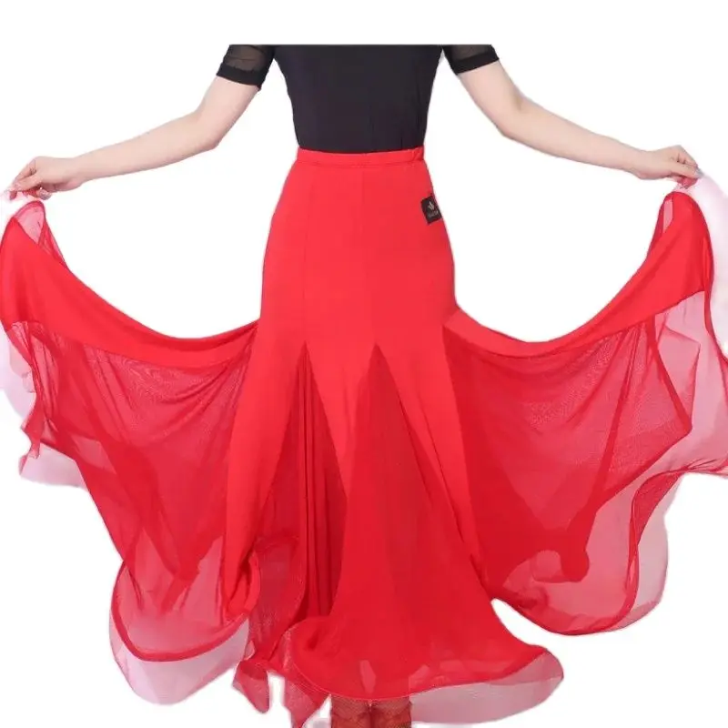 Modern Dance Skirt Social Dance Big Swing Skirt Competition Dance Skirt Advanced National Standard Dance Long Skirt Half Skirt