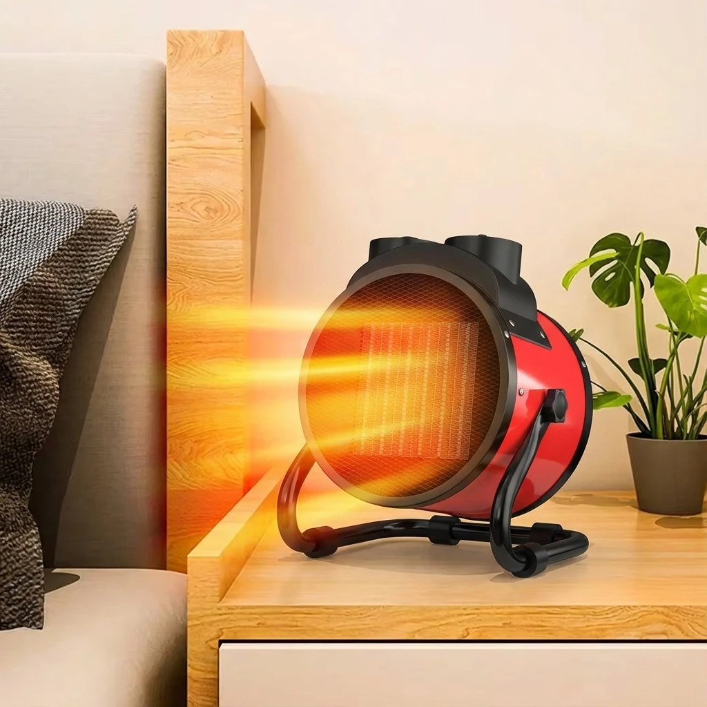 

Портативный электрический обогреватель 2000 Вт с вентилятором, регулируемым термостатом, 2 режимами нагрева, защитой от опрокидывания и перегрева для использования в спальне/комнате