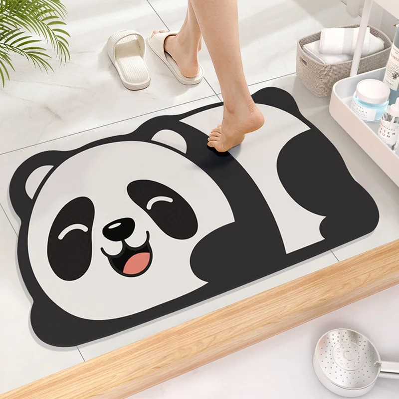 1PC Cute Cartoon Kitten Pattern Non-slip Mat, Diatomaceous Earth Absorbent Quick Drying Cushion, Suitable for Toilet Door