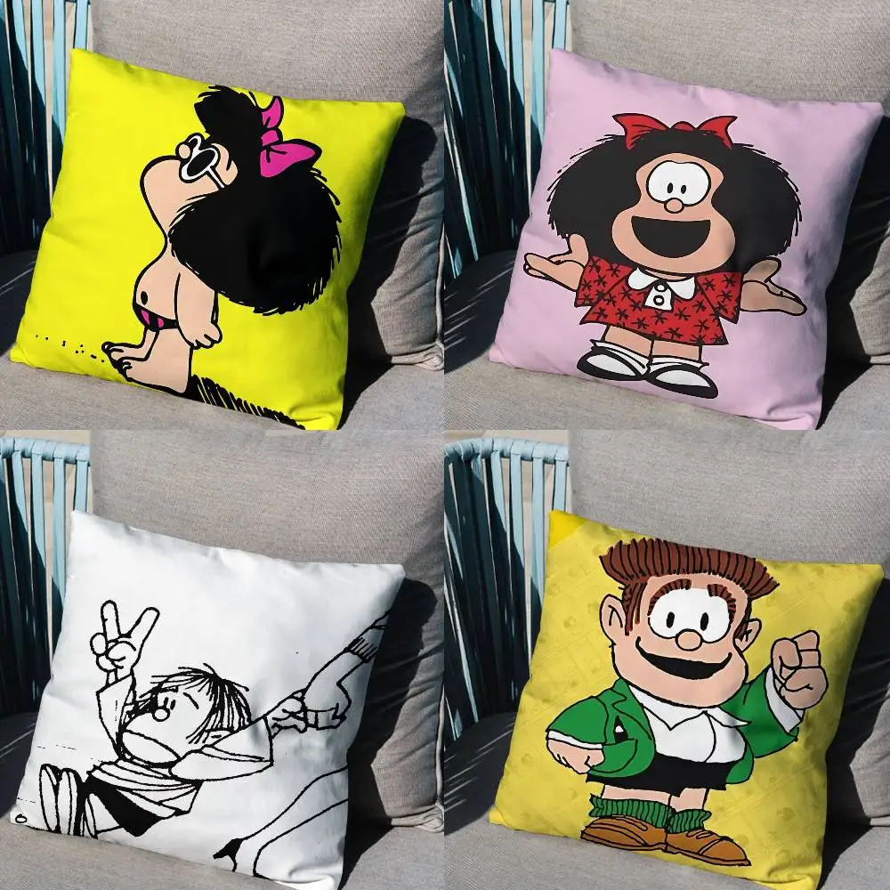 

Famous comic strip Mafalda Pillow Case Square Double-Sided Printing Short Plush Sofa Cushion Cover Bedroom Bedside Pillow