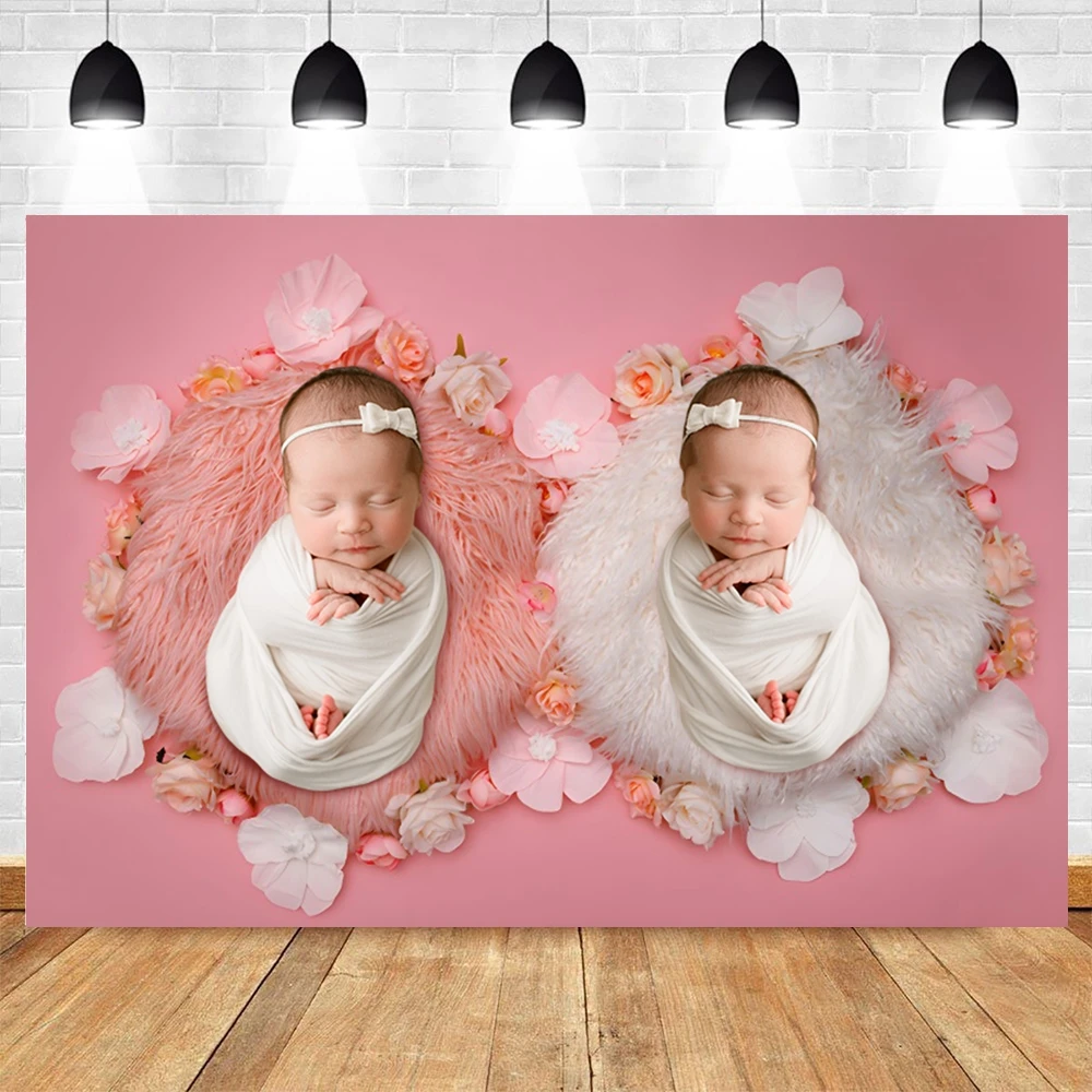 Newborn Photography Backdrop Baby Shower Birthday Flower Swing Sleeping Baby Hundred Days Art Portrait Photo Background Studio