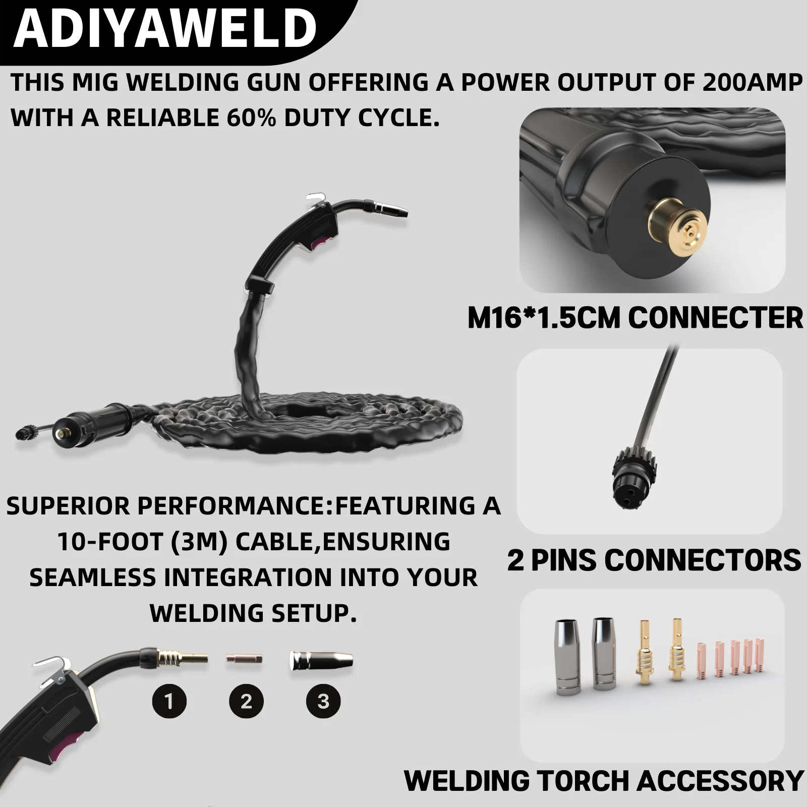 ADIYAWELD MIG200 3 in 1 No Gas Welder MIG/MMA/Lift TIG Semi-automatic Welding Machine With Flux Cored Wire MIG Welding Machine