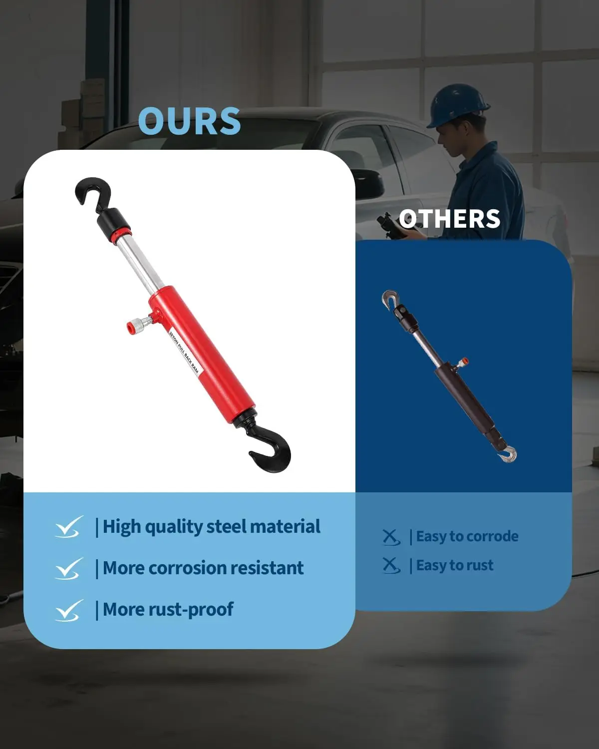 26 "10 طن الهيدروليكية التراجع رام لإصلاح جسم السيارات الثقيلة الإطار مستقيم اسطوانة مع خطافات دوارة #6