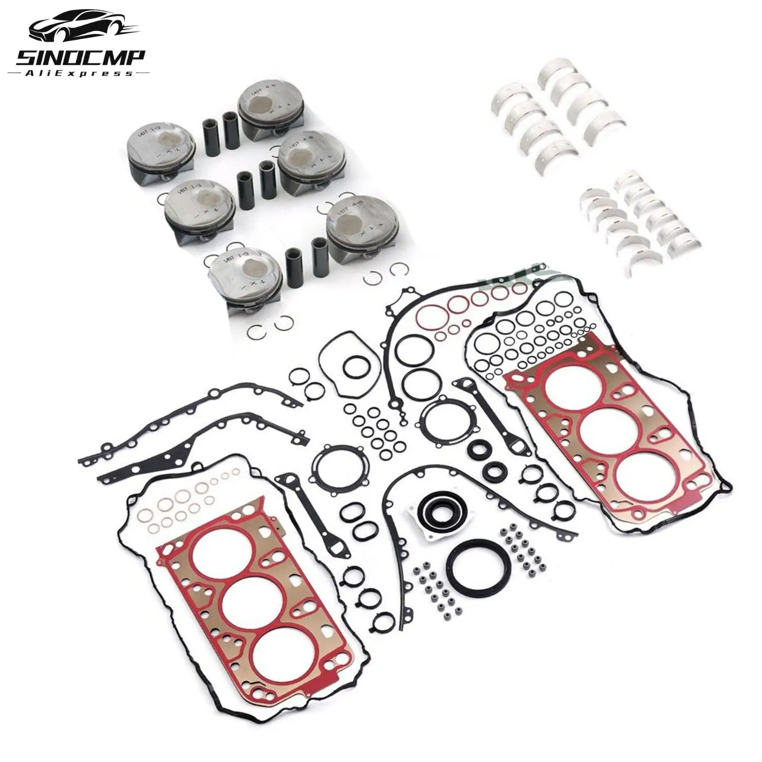 

Engine Overhaul Rebuild Gaskets Kit W/Piston & Ring 94610306007 94610306013 94610306019 For Porsche Macan Panamera S 3.0T V6