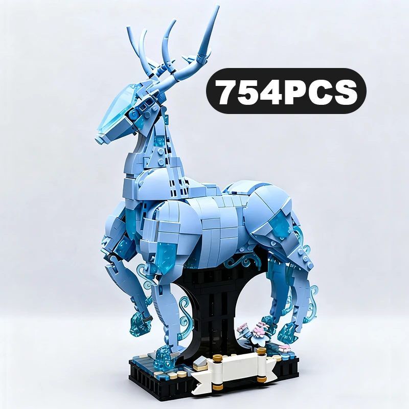 الإبداعية الأفلام المثالية 2in1 Expecto Patronum اللبنات ماجيك باترونوم الغزلان الذئب نموذج تجميع الطوب لعبة هدية للطفل الكبار