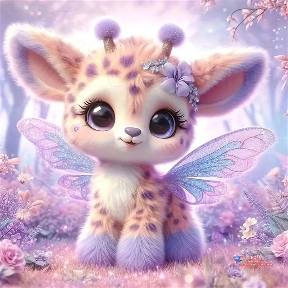 

Cute Fantasy Deer with Wings 5D DIY Diamond Painting Set with Square and Round Diamonds Embroidery Handmade Crafts Decor Gifts