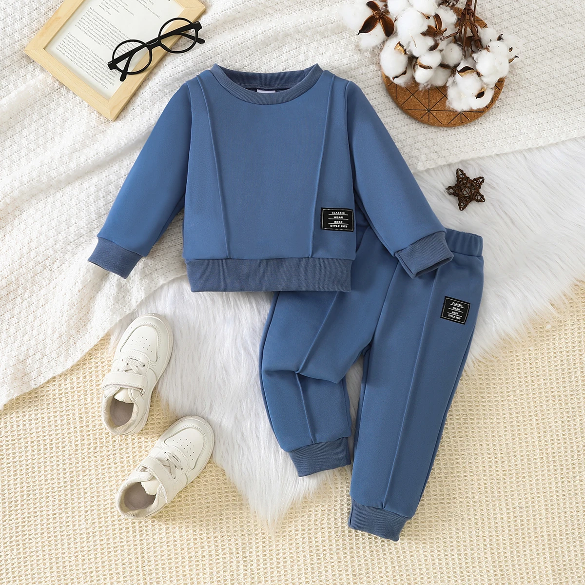Baby Boys 2-Piece Long-Sleeve Sweatshirt Set Casual Autumn Winter Style Comfortable Two-Piece Outfit with Sweatshirt And Pants