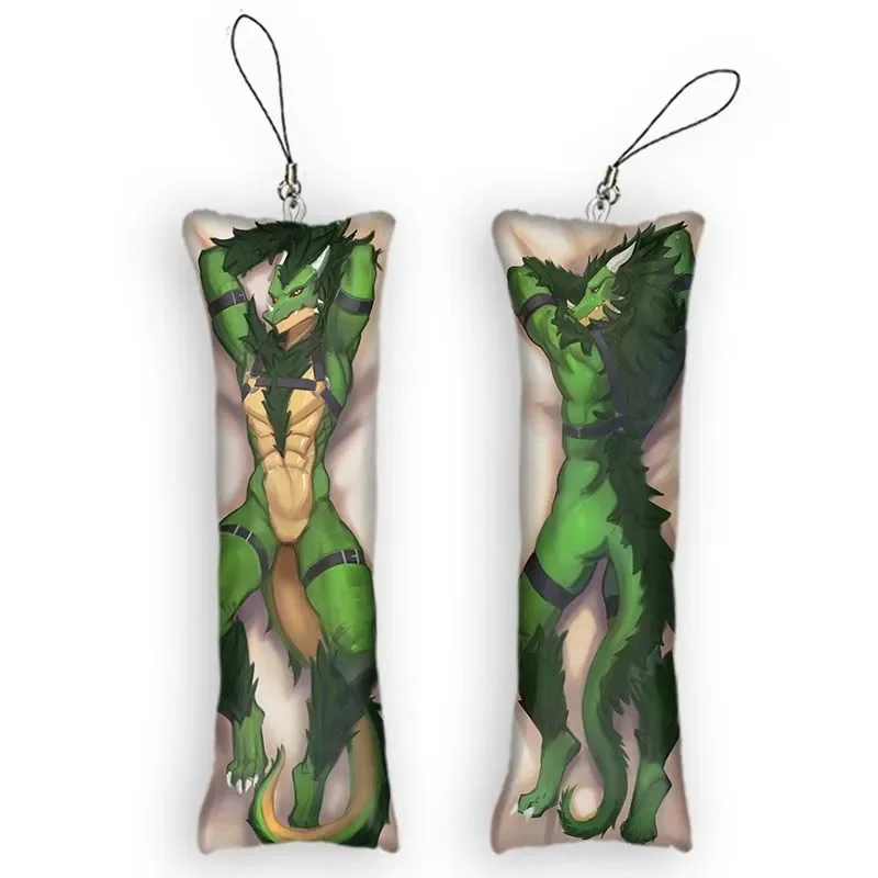 

New Fashion Mini Dakimakura Anime KuraideWolfie Keychain Pendant Double-Sided Print Hanging Ornament Small Furry Pillow Key Chai