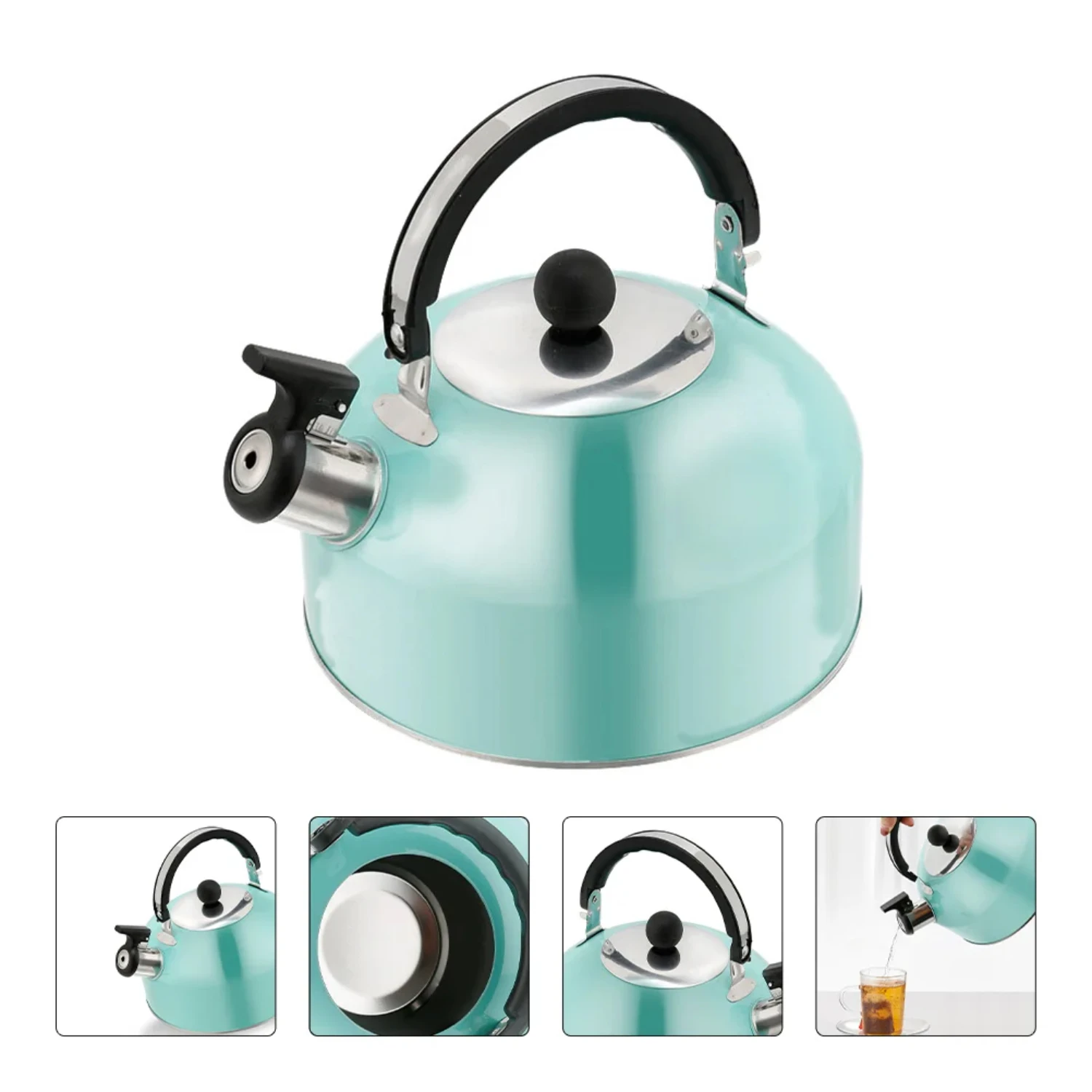 Stainless Steel Boiling Heat Whistling Tea Kettle for Household Use - Durable Plastic Handle, Large Capacity Water Pitcher, Conv