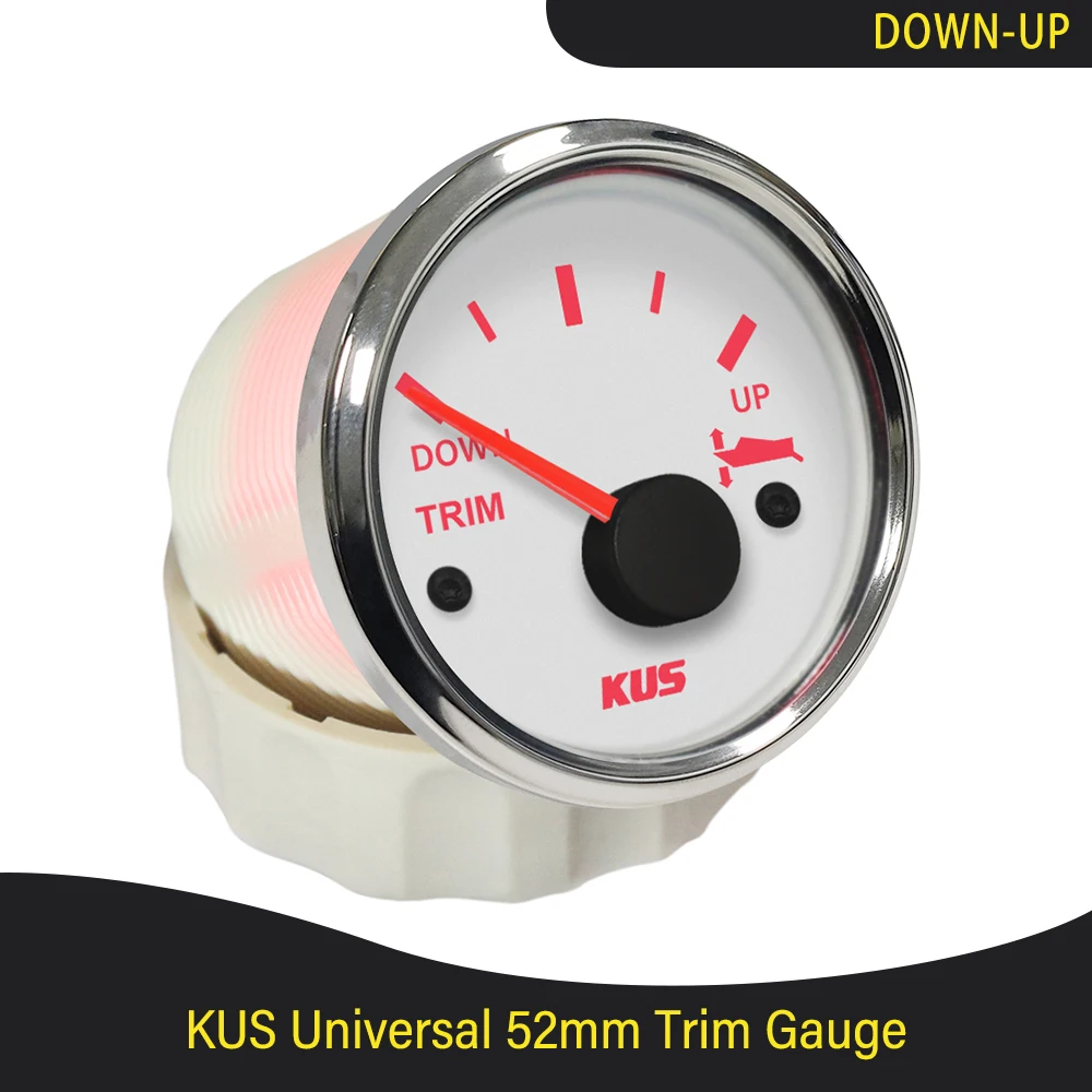 New KUS Universal 52mm Boat Trim Gauge Outboard Engine Marine Trim Meter 12V 24V with Red/Yellow Available Backlight 0-190 ohm