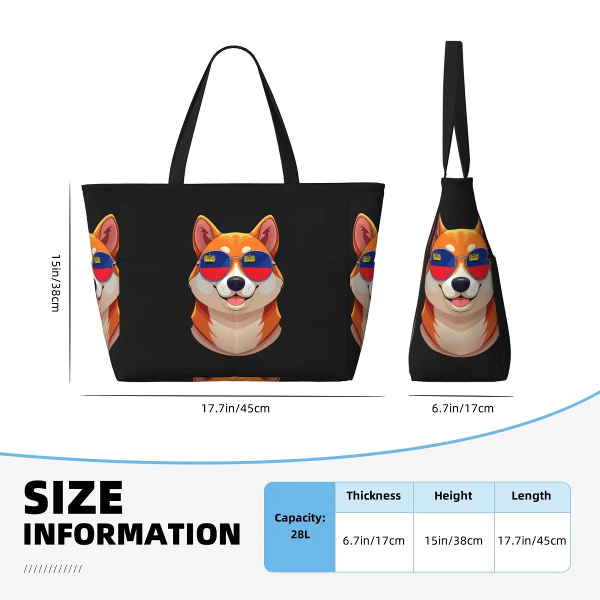 Vintage patriótico shiba inu liechtensteiner bandeira praia sacola esporte ginásio yoga grande sacola feminina saco de viagem saco de fitness