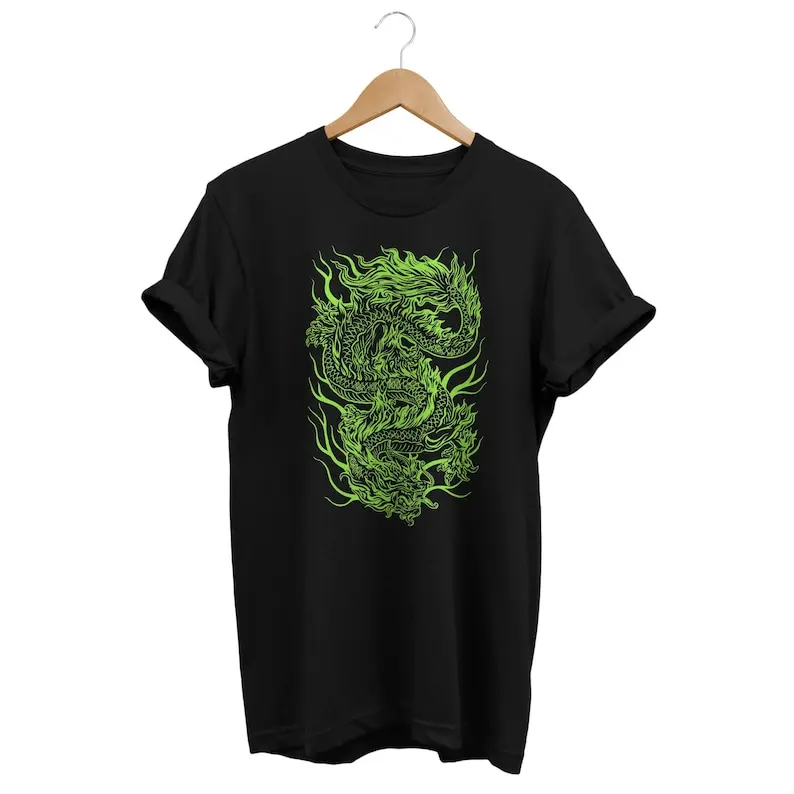 

Camiseta Dragón Verde: Arte del tatuaje japonés, ropa urbana