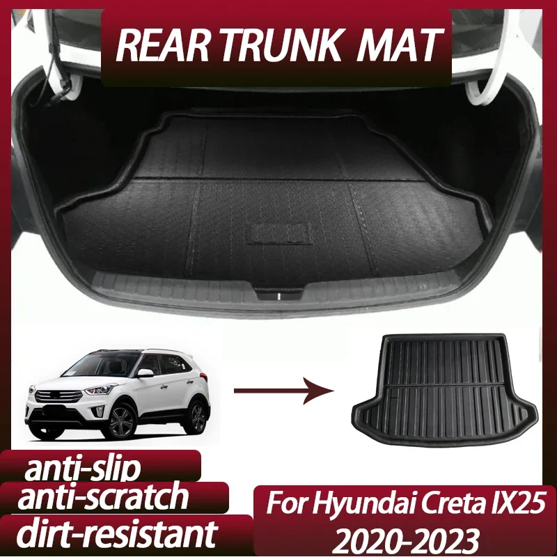 Car Rear Trunk Mat for Hyundai Creta IX25 2020-2023 Luggage Liner Tray Parts Waterproof Anti-slip Tray Floor Pad Auto Accessorie