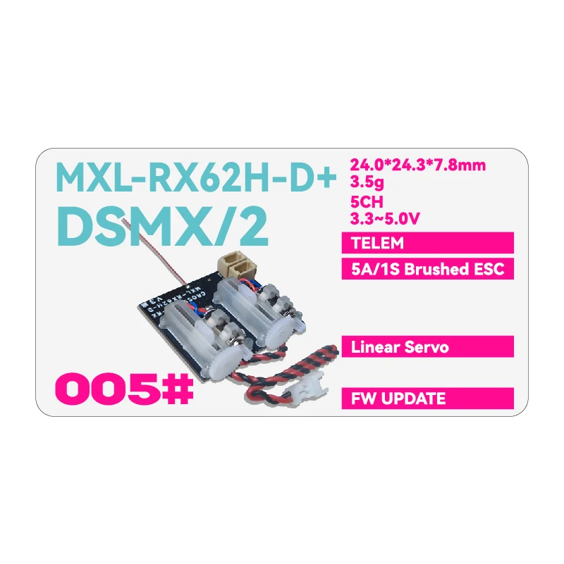 MXL-RX62H-D/D+/D-G (DSMX/DSM2) V2.0 Receivers/Linear servos/Built-in brushed ESC/TELEM/SR3X/GYRO/Mini RC Customized product