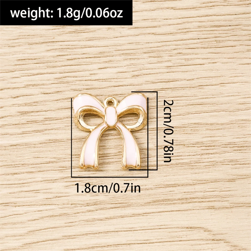 10 Stück, 35 x 32 mm, niedliche Metall-Anhänger in Form von Schleifen zum Basteln von Schmuck, Halsketten, Ohrringen, Armbändern und anderen Accessoires, DIY-Bastelmaterial. – Detail 5