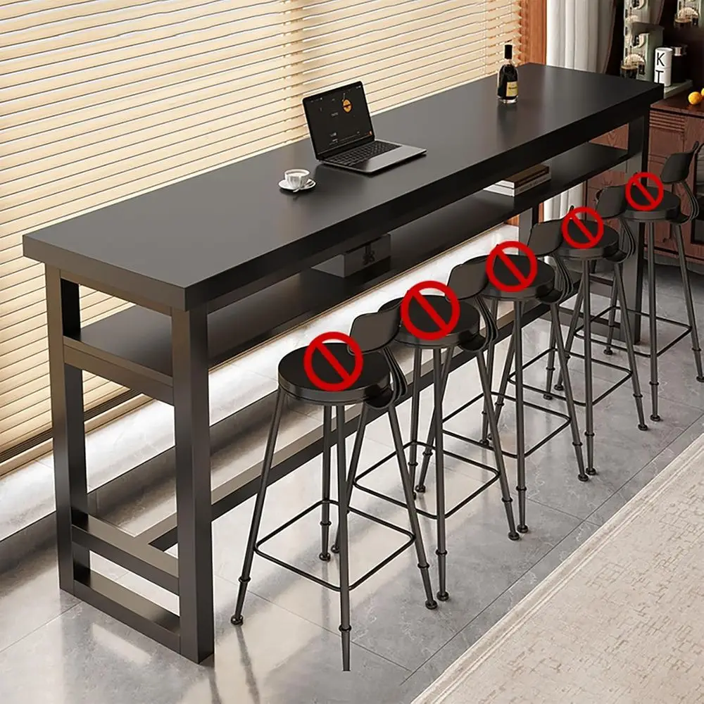 

Tall Bar Height Counter, Long Narrow Pub Bar or Kitchen or Home Bar, High Top Breakast Counter with Metal e, ern Design or Cae,
