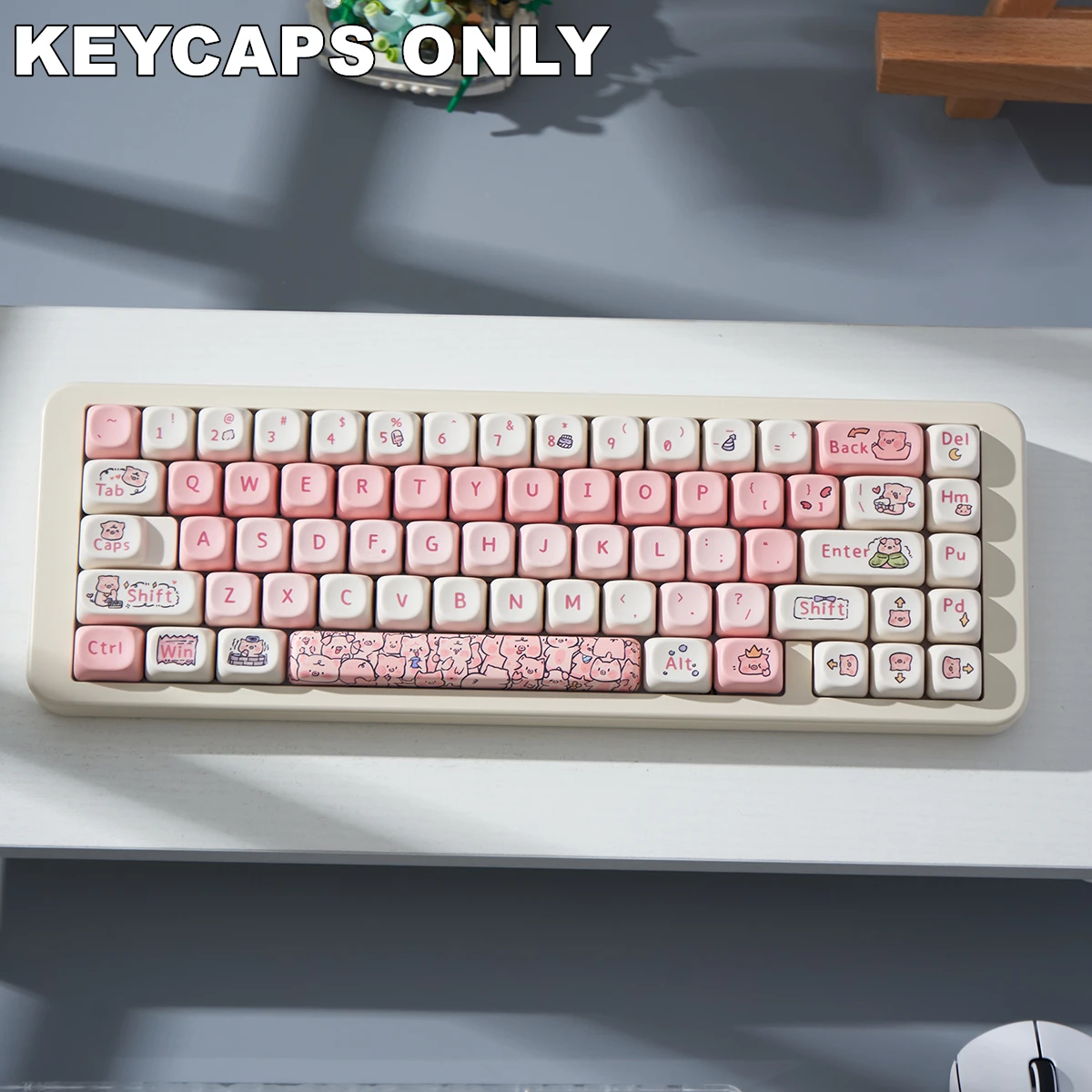 Imagem -03 - Bonito Piggy Pbt Keycaps Grupo Kit Teclado Mecânico mx Cherry Gateron Switch Perfil Moa Dye-sublimated 131 Chaves