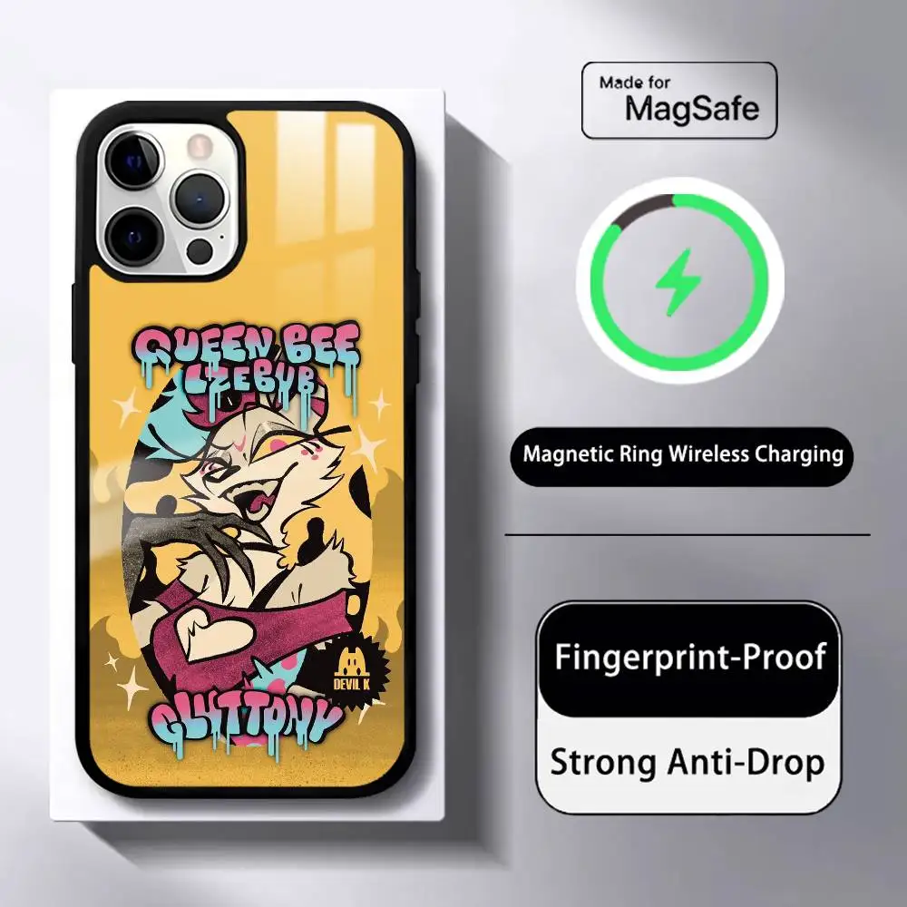 أنيمي H-HelluvaS B-Boss جراب هاتف MagSafe المغناطيسي آيفون 16 15 14 13 12 11 برو زائد ماكس شاحن لاسلكي صغير Funda