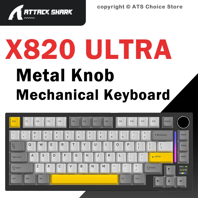 ATTACK SHARK X820 Ultra 75% Wireless Mechanical Keyboard Gasket Hot Swap RGB Similar AJAZZ AK820 Tri-mode Bluetooth 4000mAh