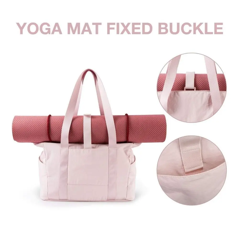 

Nylon Yoga Mat Bag Solid Color with Yoga Mat Buckle Gym Fitness Tote Bag Multi Pocket Large Capacity Travel Handbag College