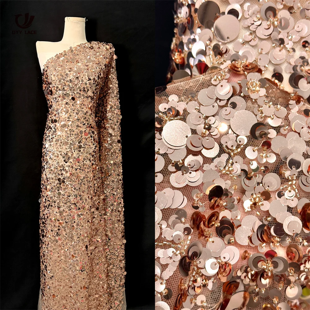 

Latest Fashion African Lace Fabric 2025 High Quality French 3D Sequins Embroidery Tulle Lace Fabric For Party Dress