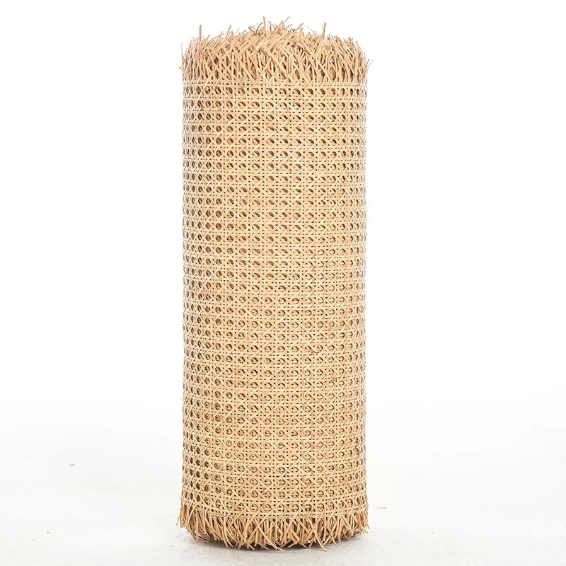 15M Plastic Rattan Webbing Indonesia for Cane Projects Woven Open Mesh Webbing Natural Rattan Roll DIY Furniture Repair Tools