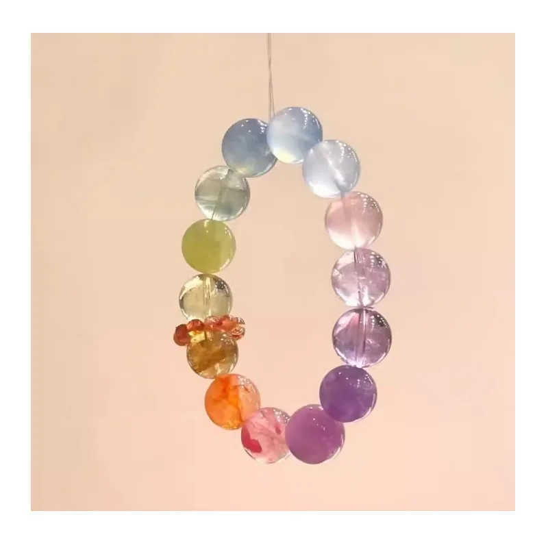 

Huge Beautiful Rainbow Crystal Citrine Bracelet, Large Particle Multi-treasure Sea Blue Treasure White Ghost Exquisite Versatile