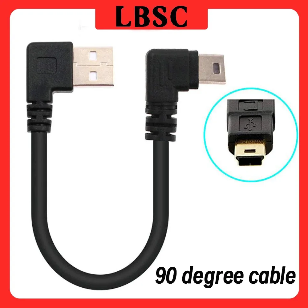 90 Micro Usb Elbow Short Usb 2.0 Cable, Usb Charger Cable Type A To Mini B, Dual 90 Degree Right Angle 5 Pin 25Cm Usb Angled