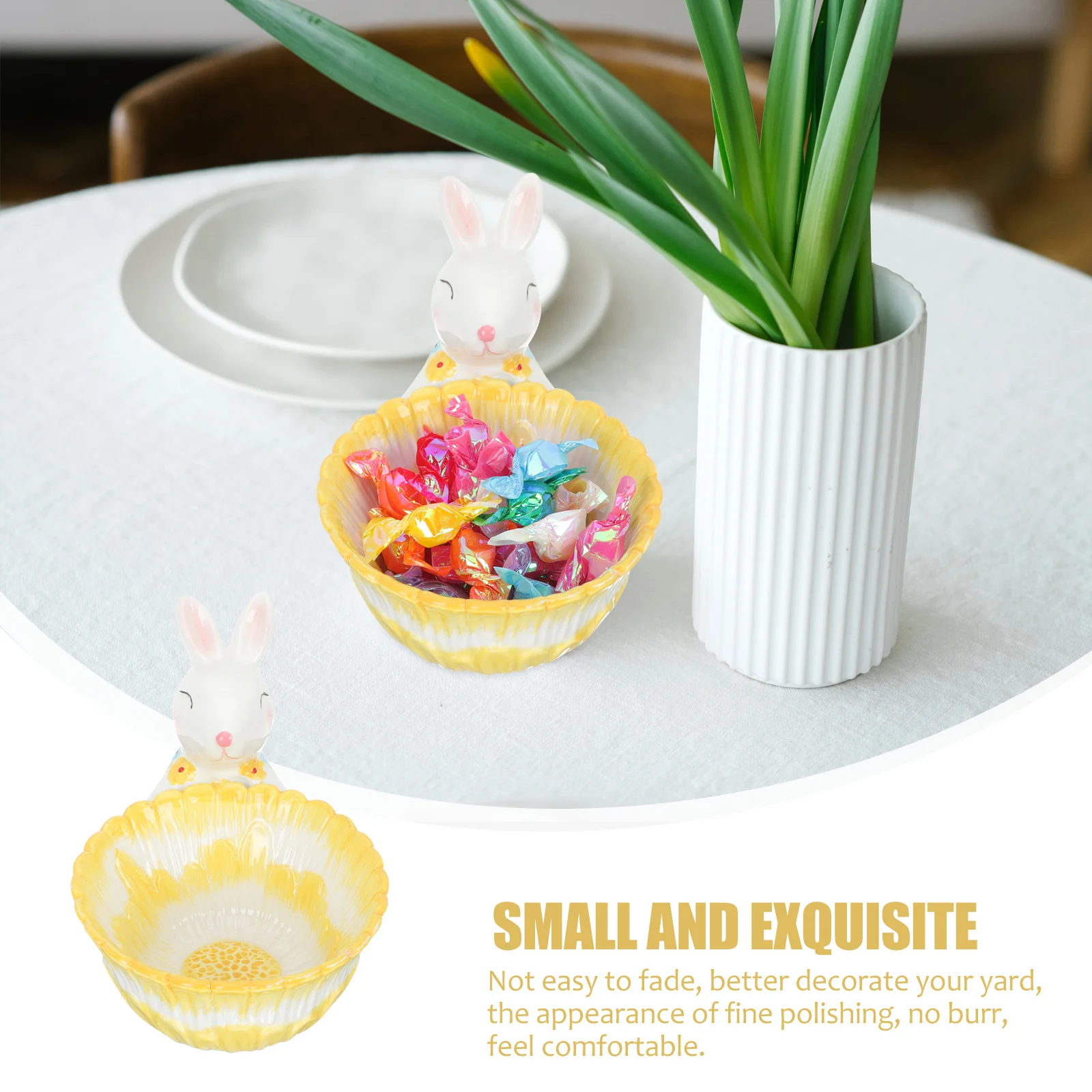 

Ceramic Rabbit Basket Decor Small Exquisite Easter Candy Bowl for Party Home Garden Decoration Bright Color Fine Craftsmanship