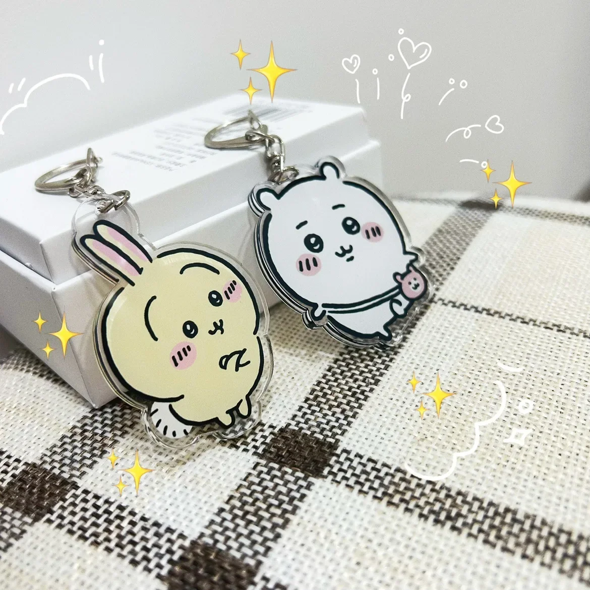 Kawaii Cartoon Anime Figure ハチワレ ちいかわ Acrylic Keychain Pendant Couple Pendant Keychains Ring for Accessories Bag Pendant Gifts