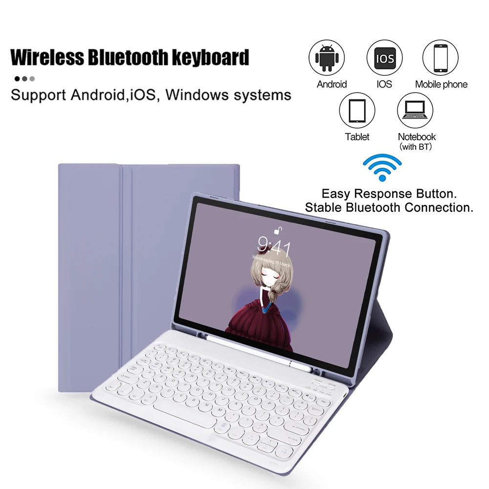 Imagem -04 - Capa de Teclado sem Fio Bluetooth Tablet Estojo Protetor Windows Android Ios Samsung Galaxy Tab a8 10.5 Sm-x200-x205 2023