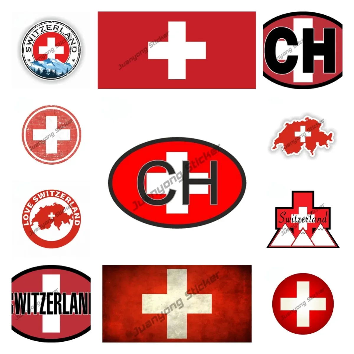 

Switzerland Flag Decal Switzerland Vinyl Car Stickers with Decal Fine PVC Car Accessories Campervan Anti-scratch for VAN RV JDM