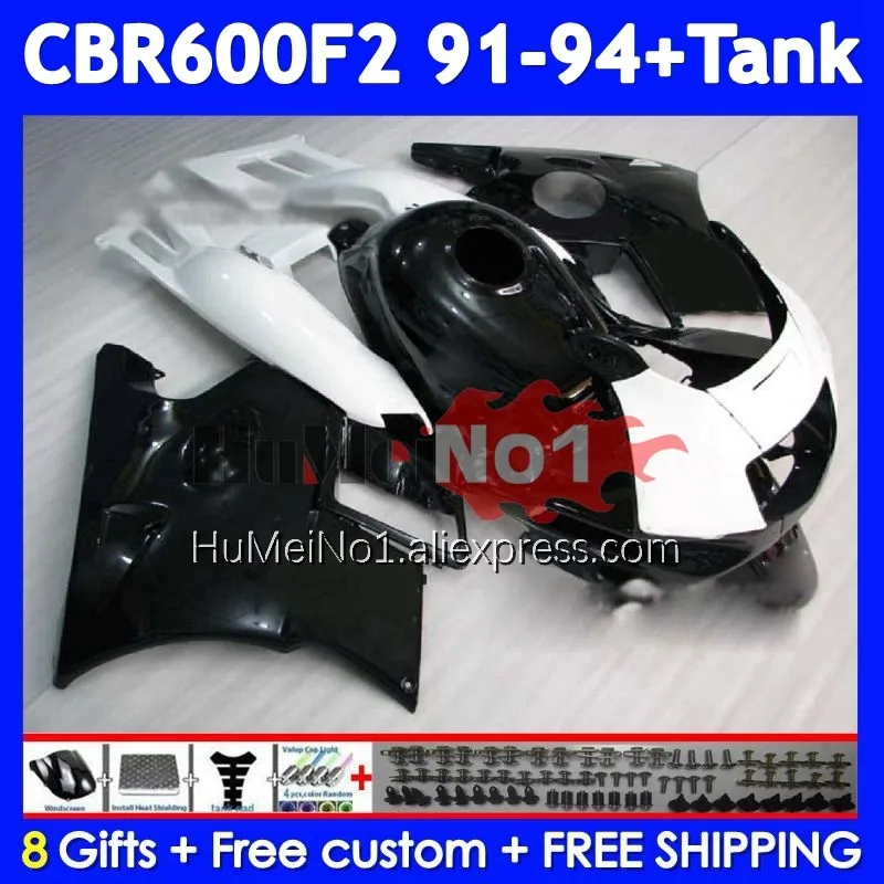 Body+Tank For HONDA CBR 600F2 600 F2 CBR600F2 91 92 93 94 37No.89 White black CBR600FS CBR600 F2 FS 1991 1992 1993 1994 Fairing