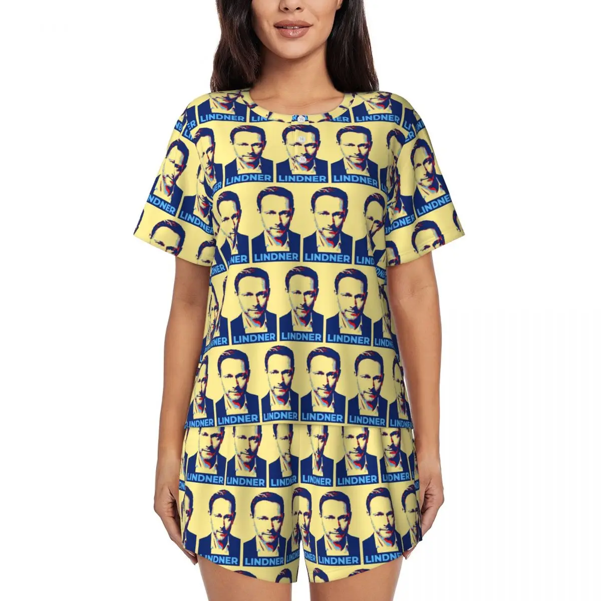 

Ночная рубашка Legend Christian Lindner Minister Of Finance с круглым вырезом и короткими рукавами для сна, женский мягкий пижамный комплект с короткими штанами