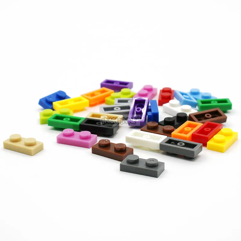 Marumine 1x2 Plate Brick 100PCS Building Blocks Baseplate 3023 Accessories Bulk Parts Developing Classic MOC Brick Toys for Kids