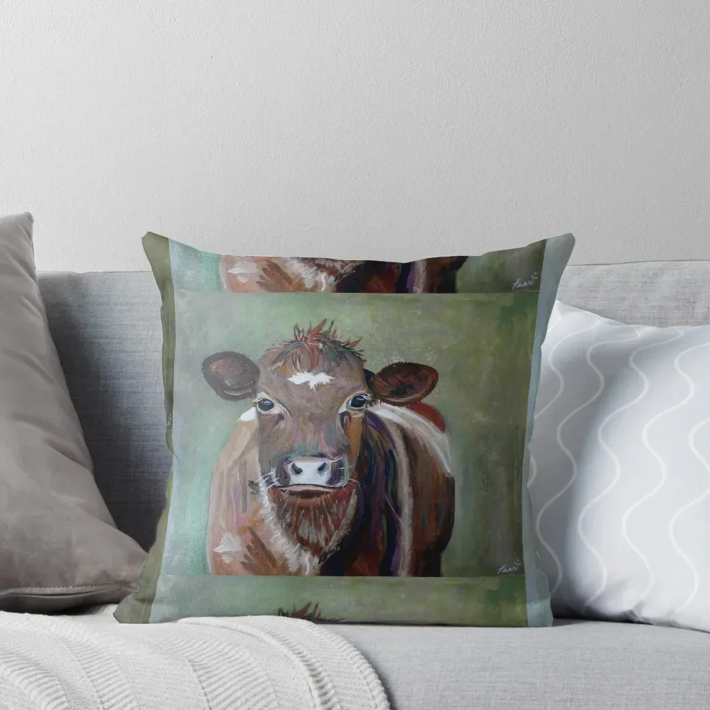 

Shorthorn Cow Acrylic painting maid by Canadian Artist Pascale Breton Throw Pillow Christmas Pillow Cases Custom Cushion pillow
