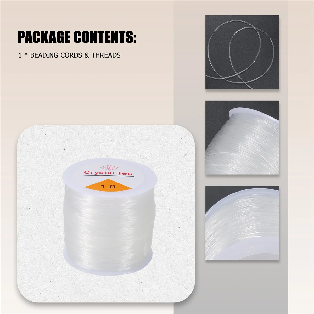 ABQR 1 مللي متر واضح حبة الحبل كريستال مطاطا بسط سوار سلسلة لصنع المجوهرات قلادة سوار الديكور الموضوع 1.0 مللي متر #6