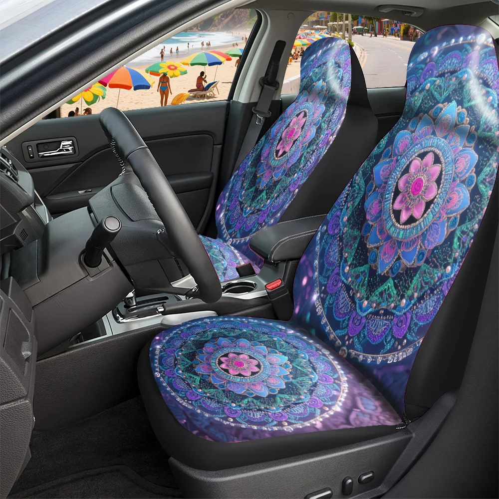 Car Seat Covers - Halloween Christmas New Year Easter Lucky Gift For Friends Intricate Mandala Floral Pattern Circular Design Pr
