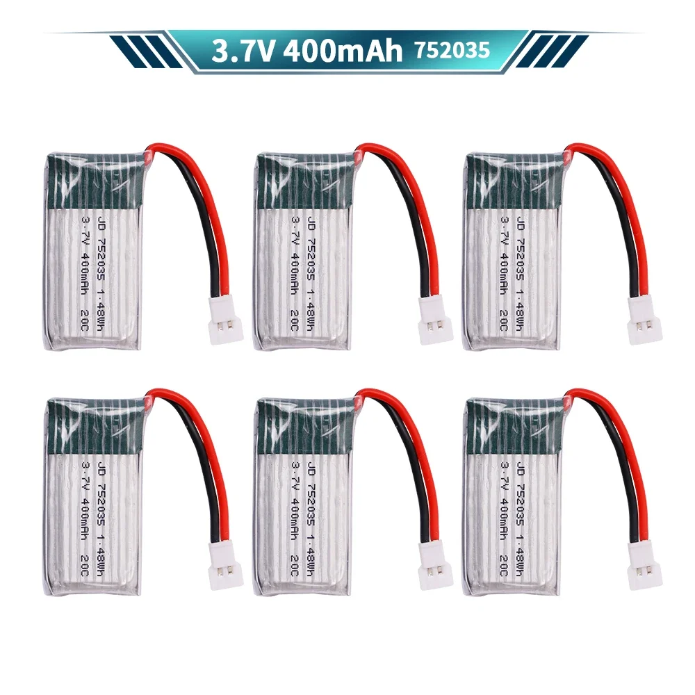 3.7V 752035 400Mahแบตเตอรี่LipoสําหรับH107 H31 KY101 E33C E33 U816A V252 H6C 25C RC Quadcopter Droneอะไหล่