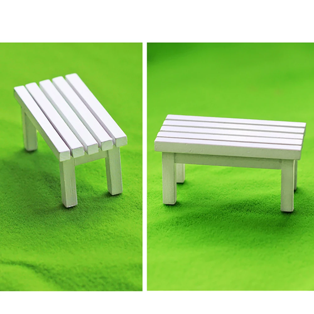 1Pcs 1/12 Doll House Accessories Miniatures Wooden Bench Mini Garden Chair Model Toy for Dollhouse Decoration OB11 bjd