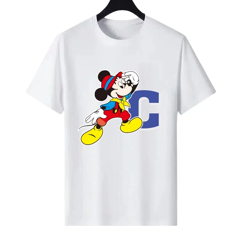 

Disney Mickey Mouse Sporty Pattern Woman Round Neck Parent-child Clothing Y2k Ladies Cheap Short Sleeves T-Shirt Men Sweatshirts