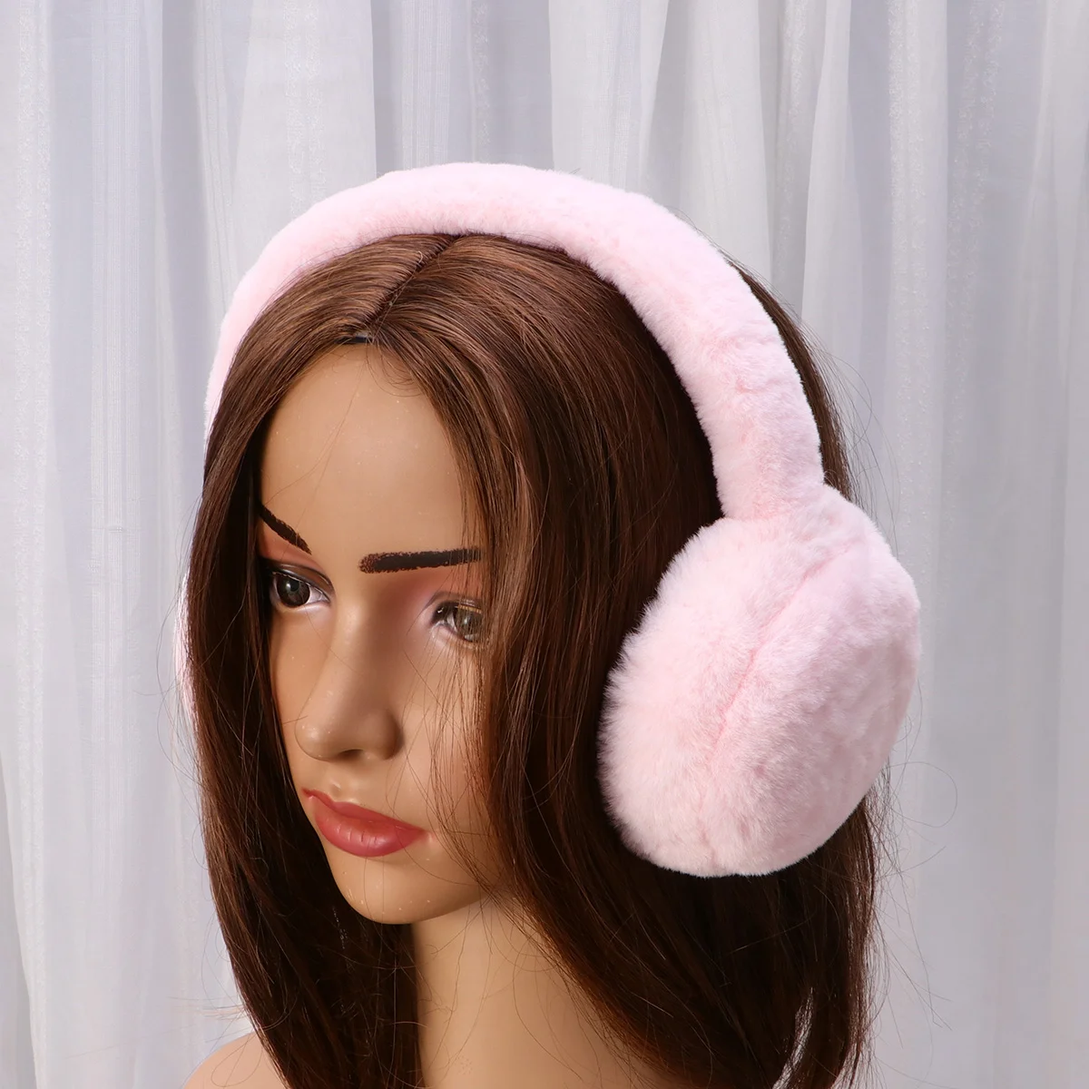 Ear Muffs for Women Kawaii Earplugs Fur Windproof Warmers Ladies Headphone Headband Plush Outdoor Black