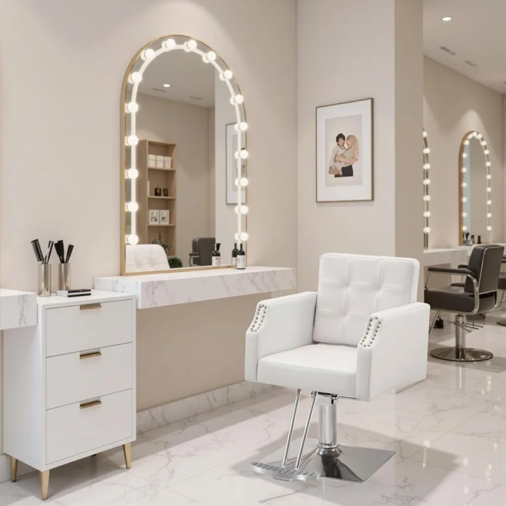 

Classic Salon Chair for Hair Stylist, Hydraulic Barber Styling Chair, Beauty Salon Spa Equipment 8818 (White)