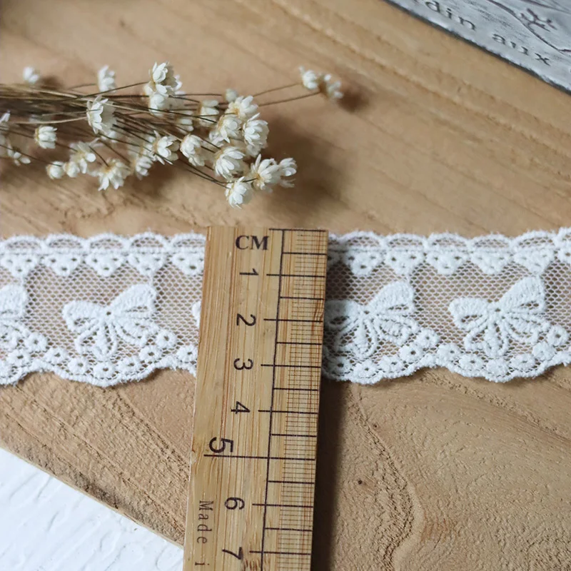 1 Yard Luxury Tulle Embroidered Cotton Guipure Lace Trim for Fringe Wedding Dress Collar Bows Fabric Sewing Accessories Material